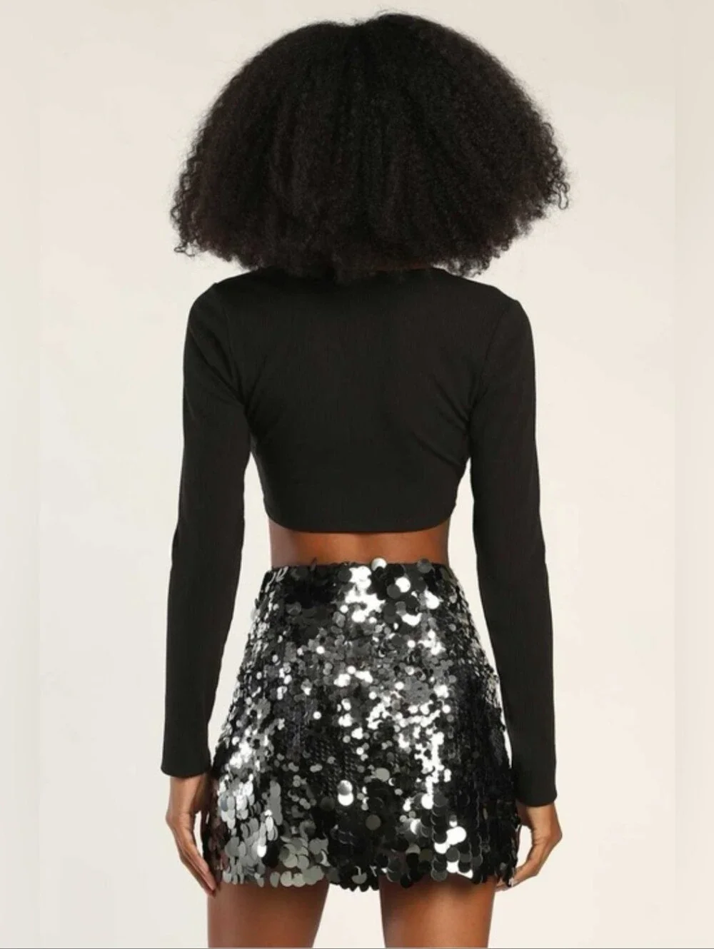 Lulus Iconic Shimmer Silver Sequin High-Waisted Mini Skirt